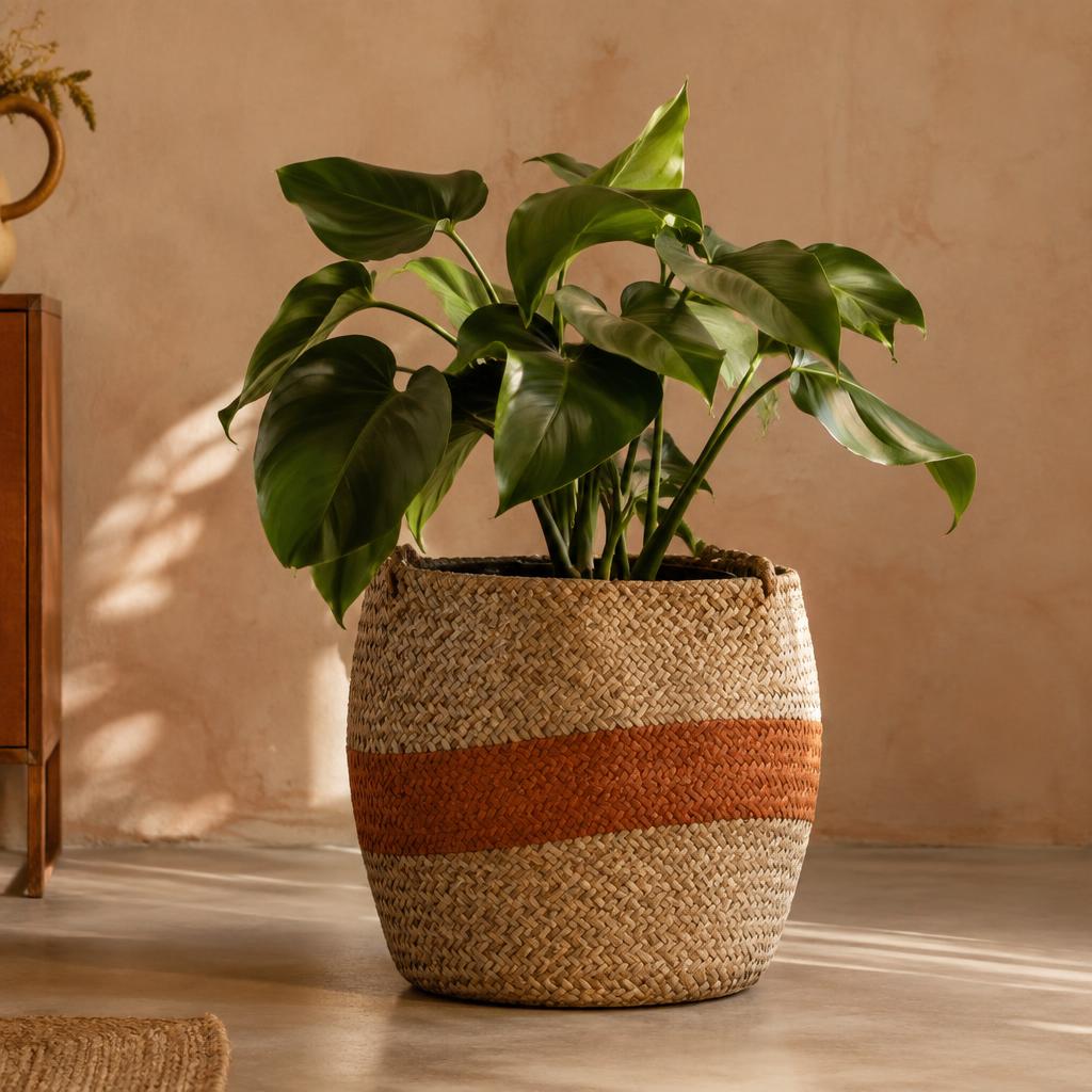 Cesto de palha para plantas